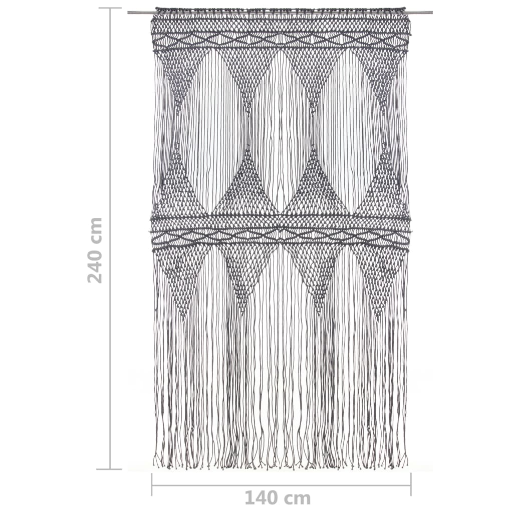 vidaXL Perdea macrame, antracit, 140 x 240 cm, bumbac vidaXL Perdea macrame, antracit, 140 x 240 cm, bumbac