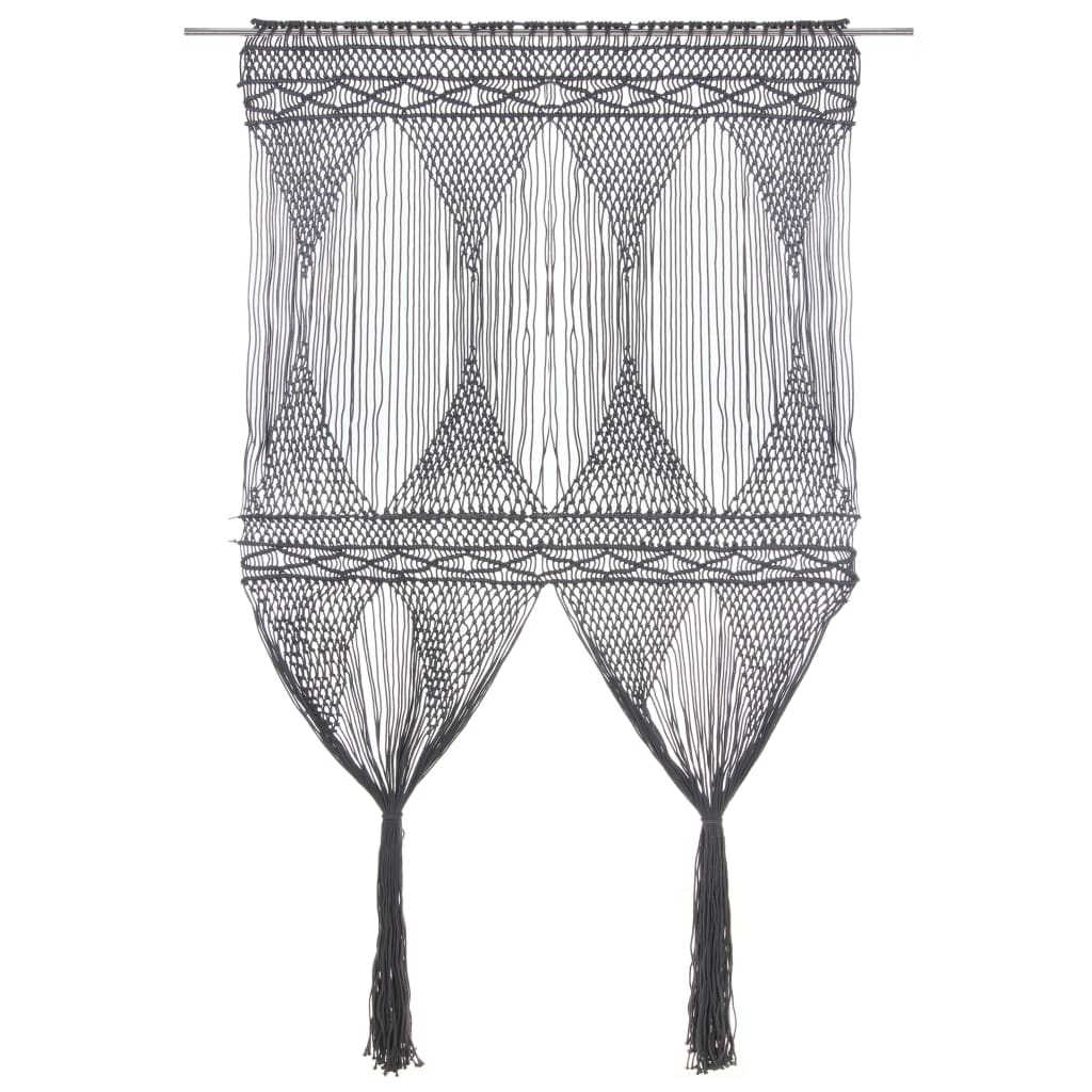 vidaXL Perdea macrame, antracit, 140 x 240 cm, bumbac vidaXL Perdea macrame, antracit, 140 x 240 cm, bumbac