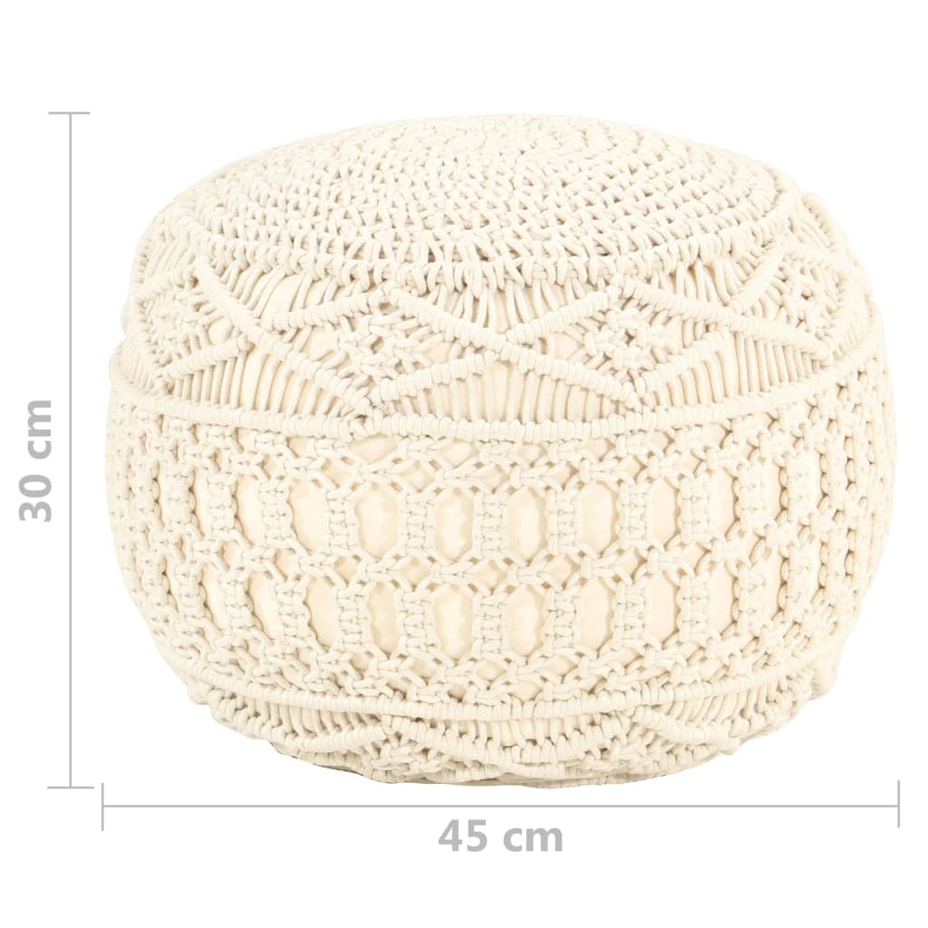 vidaXL Taburet puf macrame lucrat manual, 45 x 30 cm, bumbac vidaXL Taburet puf macrame lucrat manual, 45 x 30 cm, bumbac