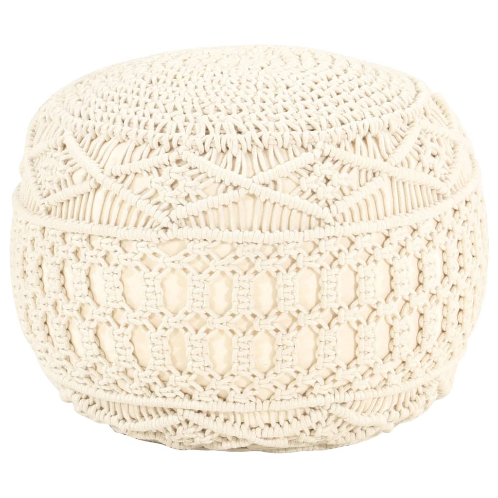 vidaXL Taburet puf macrame lucrat manual, 45 x 30 cm, bumbac vidaXL Taburet puf macrame lucrat manual, 45 x 30 cm, bumbac