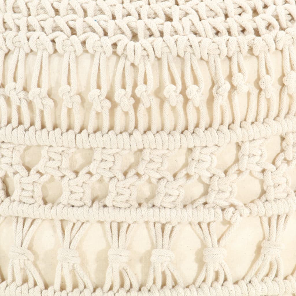 vidaXL Taburet puf macrame lucrat manual, 45 x 30 cm, bumbac vidaXL Taburet puf macrame lucrat manual, 45 x 30 cm, bumbac