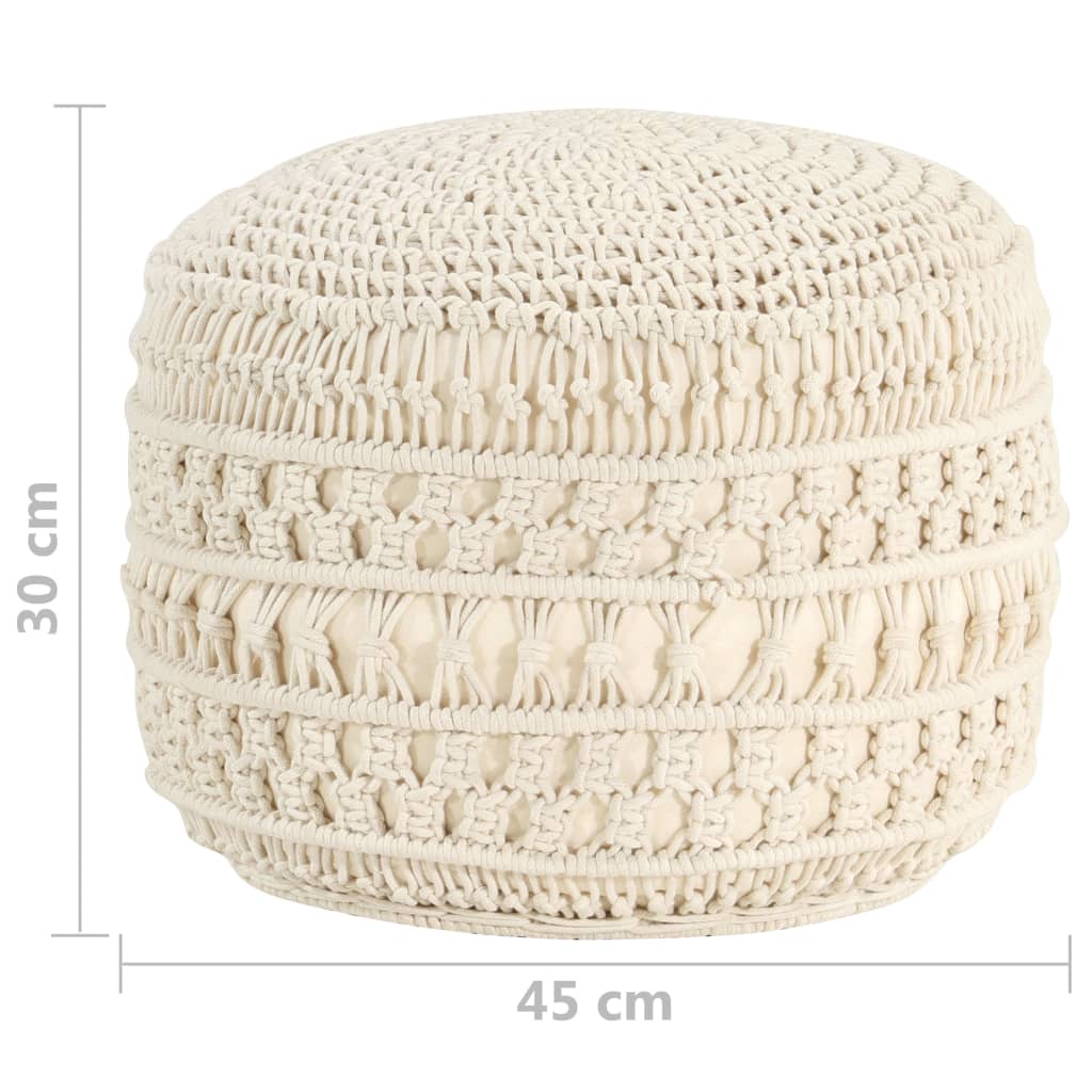 vidaXL Taburet puf macrame lucrat manual, 45 x 30 cm, bumbac vidaXL Taburet puf macrame lucrat manual, 45 x 30 cm, bumbac