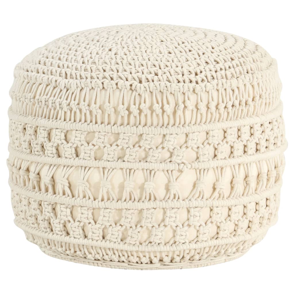 vidaXL Taburet puf macrame lucrat manual, 45 x 30 cm, bumbac vidaXL Taburet puf macrame lucrat manual, 45 x 30 cm, bumbac