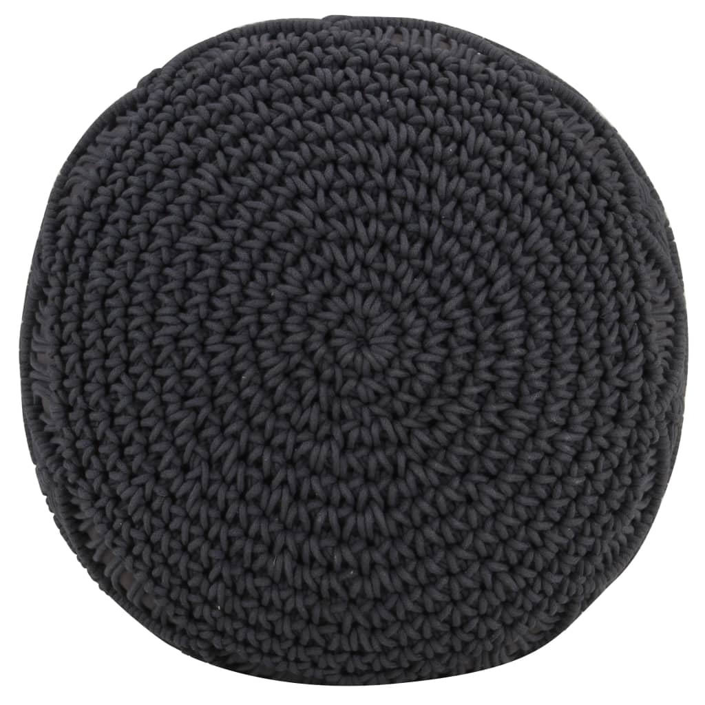 vidaXL Taburet puf macrame lucrat manual, antracit, 45x30 cm, bumbac vidaXL Taburet puf macrame lucrat manual, antracit, 45x30 cm, bumbac