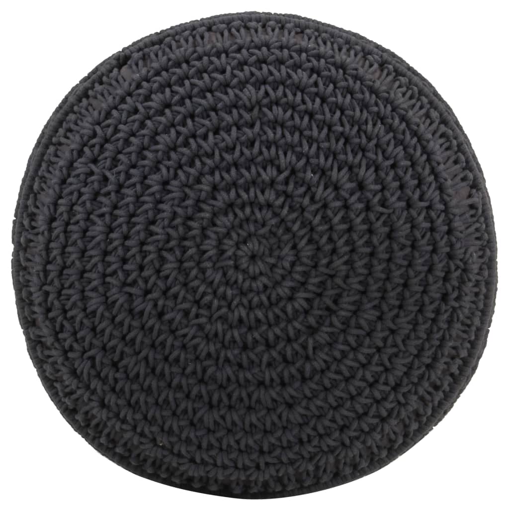 vidaXL Taburet puf macrame lucrat manual, antracit, 45x30 cm, bumbac