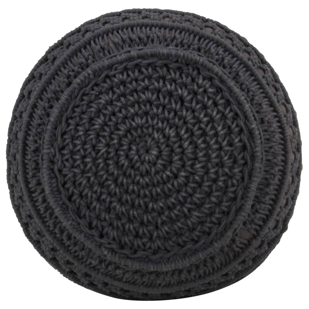 vidaXL Taburet puf macrame lucrat manual, antracit, 45x30 cm, bumbac