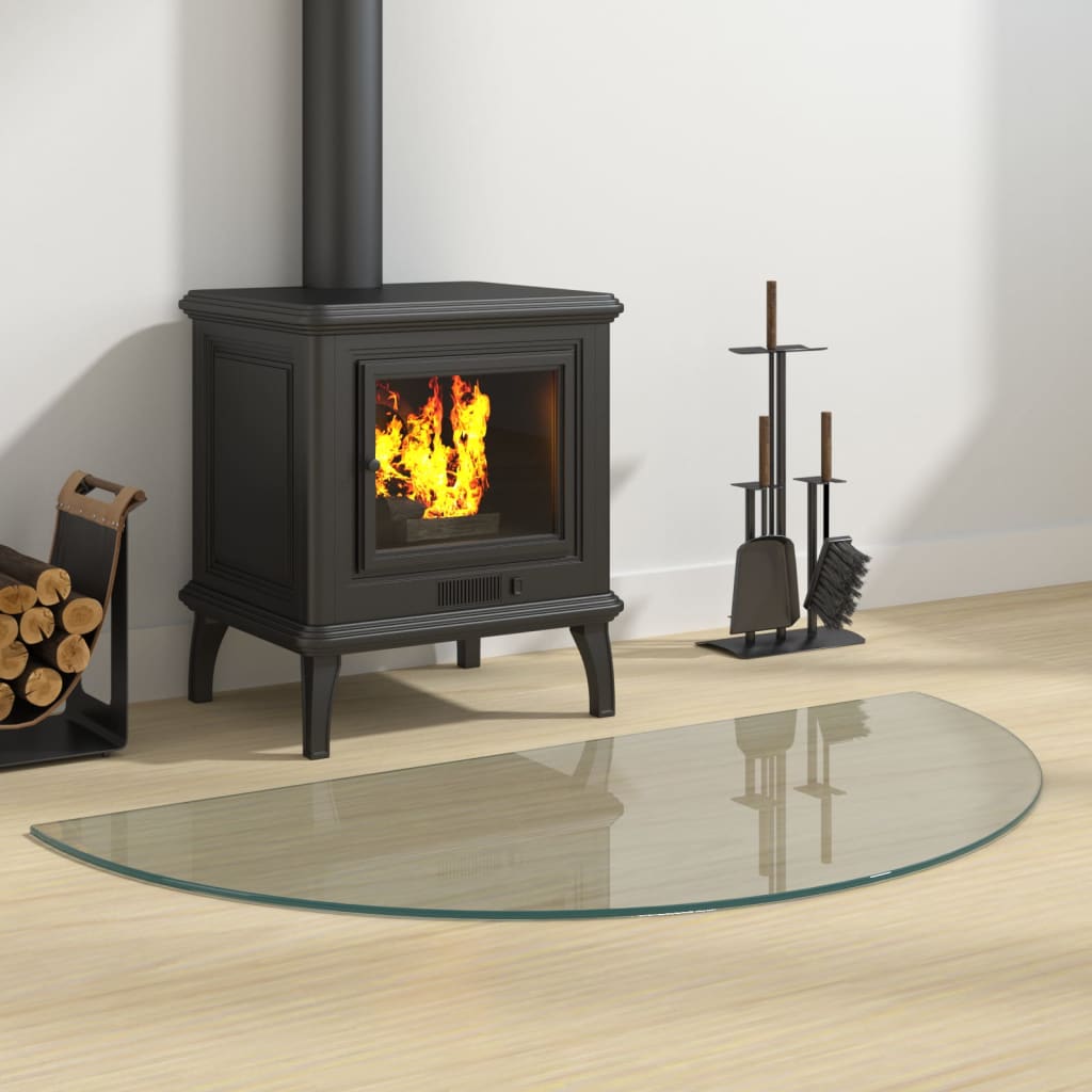 vidaXL Placă de sticlă pentru șemineu, semi-rotundă, 1000x500 mm vidaXL Placă de sticlă pentru șemineu, semi-rotundă, 1000x500 mm