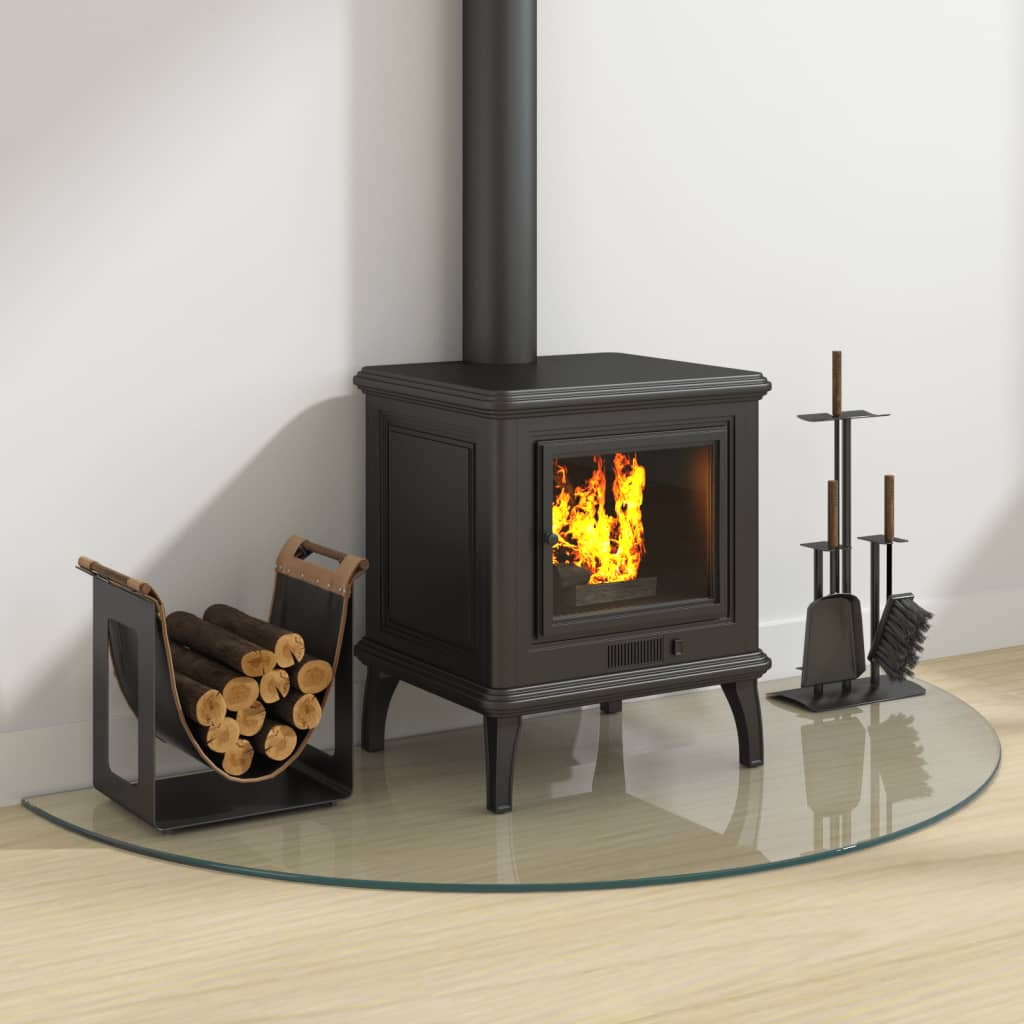 vidaXL Placă de sticlă pentru șemineu, semi-rotundă, 1200x600 mm