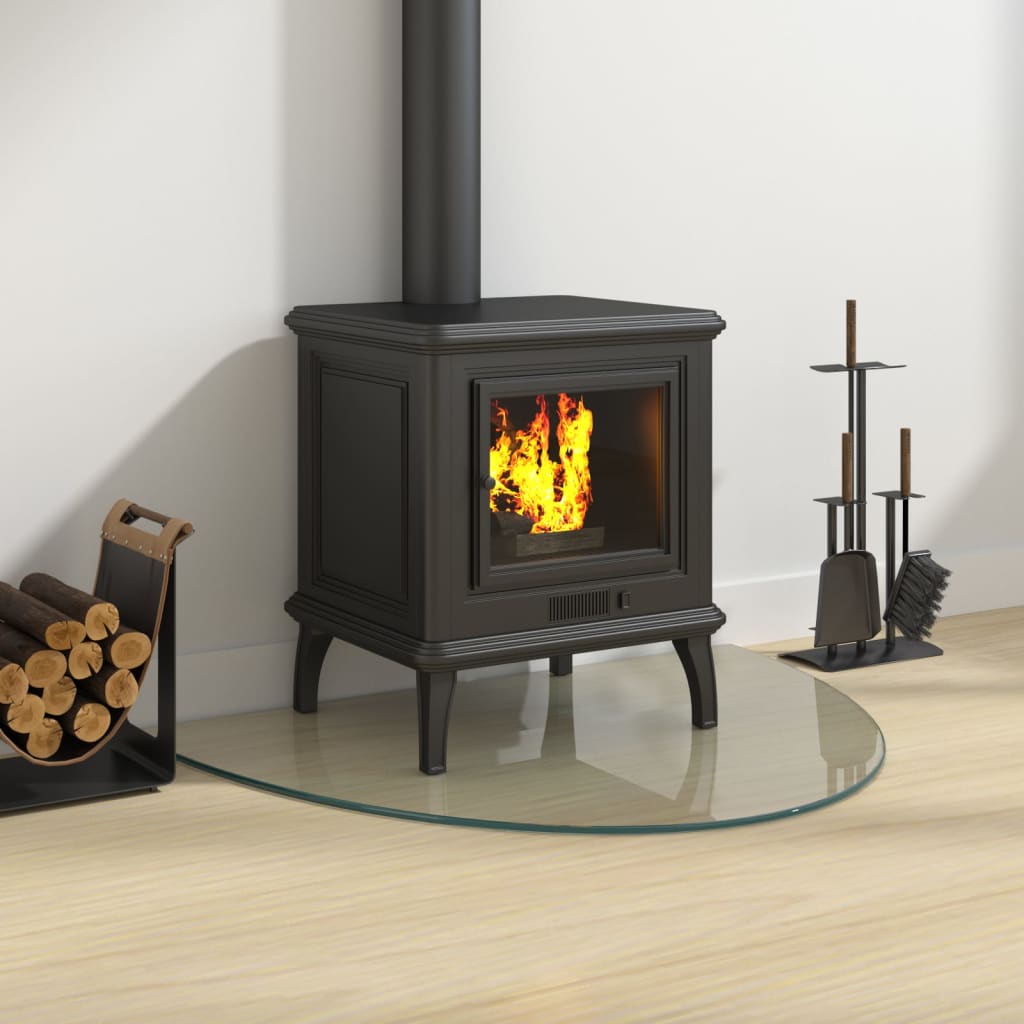 vidaXL Placă de sticlă pentru șemineu ,semi-rotundă, 800x600 mm