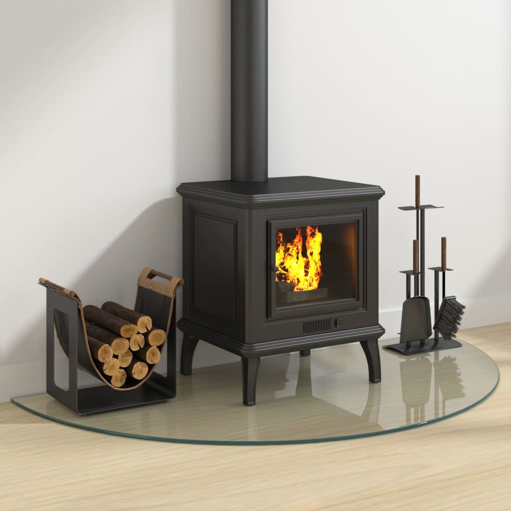 vidaXL Placă de sticlă pentru șemineu, semi-rotundă, 1200x600 mm vidaXL Placă de sticlă pentru șemineu, semi-rotundă, 1200x600 mm