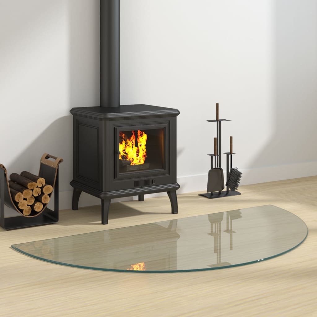 vidaXL Placă de sticlă pentru șemineu, semi-rotundă, 1200x600 mm vidaXL Placă de sticlă pentru șemineu, semi-rotundă, 1200x600 mm