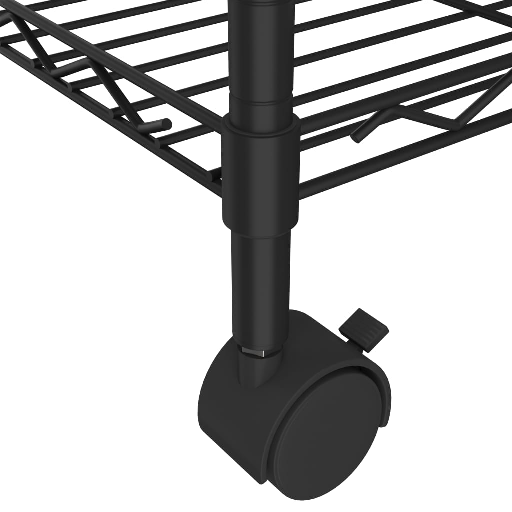 vidaXL Raft depozitare cu roți, 3 niveluri, negru, 60x35x81cm, 150 kg vidaXL Raft depozitare cu roți, 3 niveluri, negru, 60x35x81cm, 150 kg