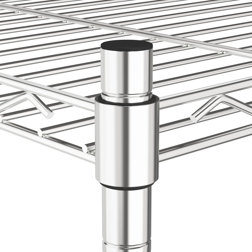 vidaXL Raft depozitare cu roți, 4 niveluri, 90x35x142 cm, crom, 200 kg