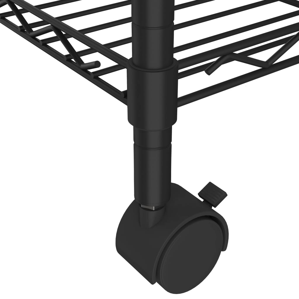vidaXL Raft depozitare cu roți 5 niveluri negru 75x35x155 cm 250 kg vidaXL Raft depozitare cu roți 5 niveluri negru 75x35x155 cm 250 kg
