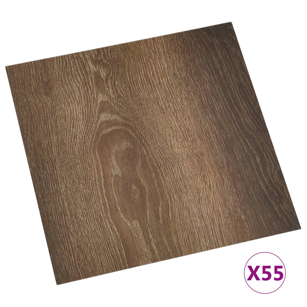 vidaXL Plăci de pardoseală autoadezive, 55 buc., maro, PVC, 5,11 m² vidaXL Plăci de pardoseală autoadezive, 55 buc., maro, PVC, 5,11 m²