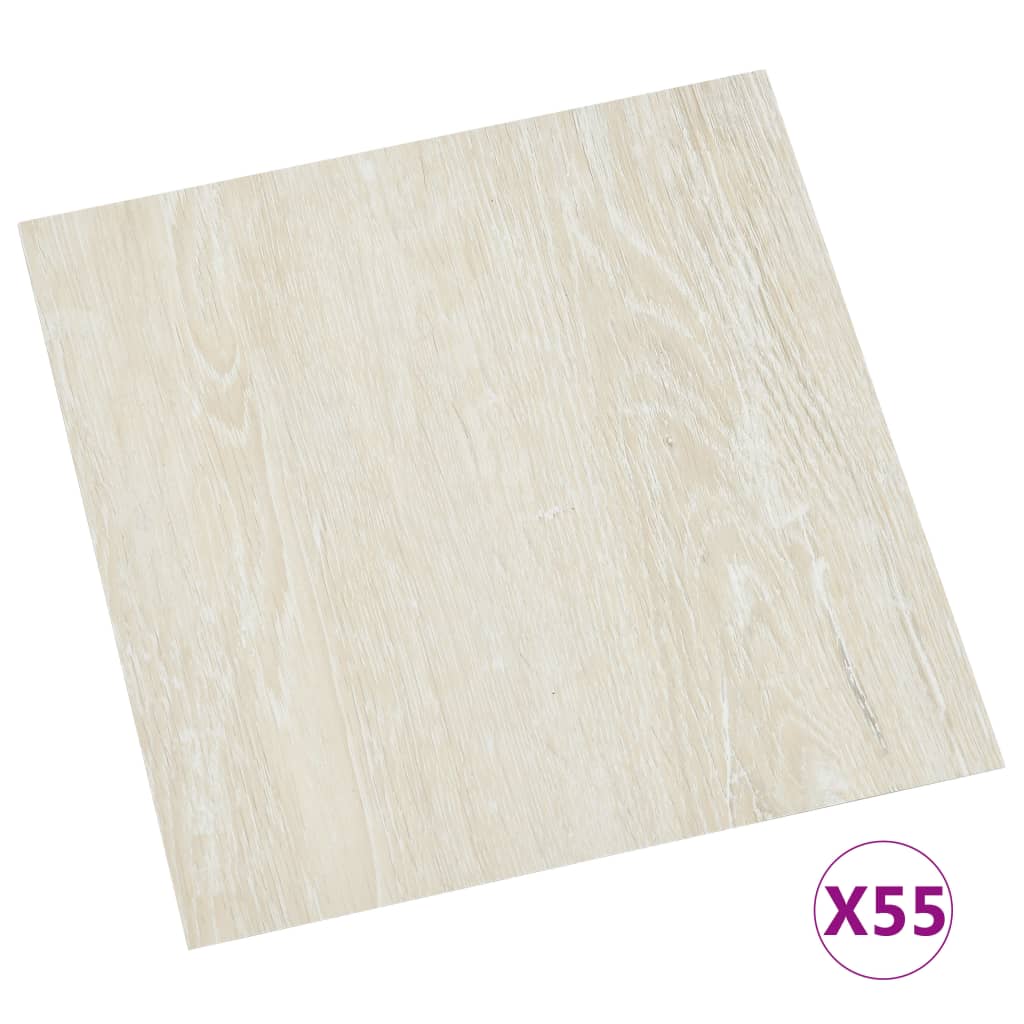 vidaXL Plăci de pardoseală autoadezive, 55 buc., crem, 5,11 m², PVC vidaXL Plăci de pardoseală autoadezive, 55 buc., crem, 5,11 m², PVC