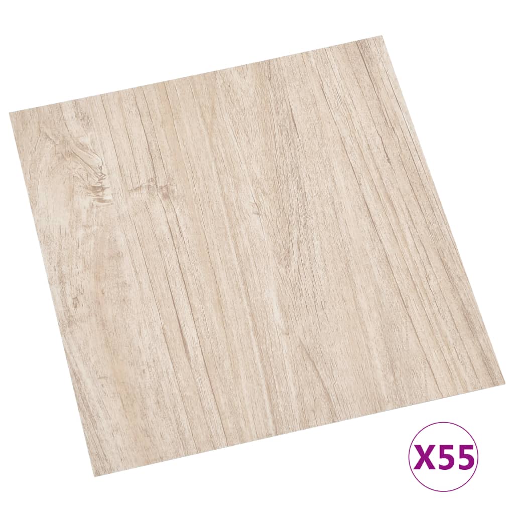 vidaXL Plăci de pardoseală autoadezive 55 buc. maro deschis PVC 5,11m² vidaXL Plăci de pardoseală autoadezive 55 buc. maro deschis PVC 5,11m²