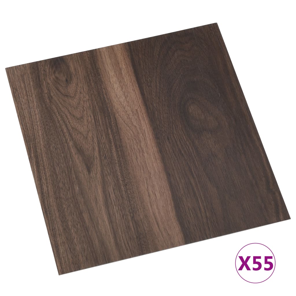 vidaXL Plăci de pardoseală autoadezive 55 buc. maro închis PVC 5,11 m²