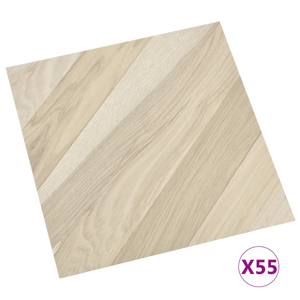 vidaXL Plăci pardoseală autoadezive, 55 buc., bej dungi, PVC 5,11 m² vidaXL Plăci pardoseală autoadezive, 55 buc., bej dungi, PVC 5,11 m²