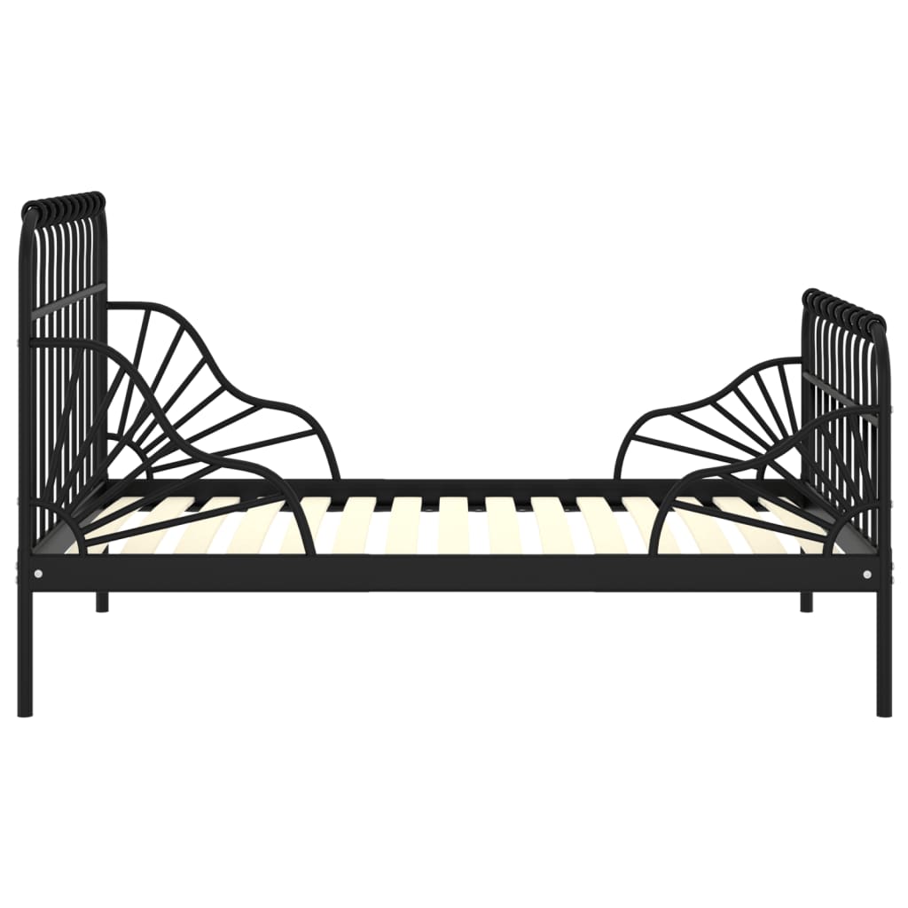 vidaXL Cadru de pat extensibil, negru, 80x130/200 cm, metal vidaXL Cadru de pat extensibil, negru, 80x130/200 cm, metal