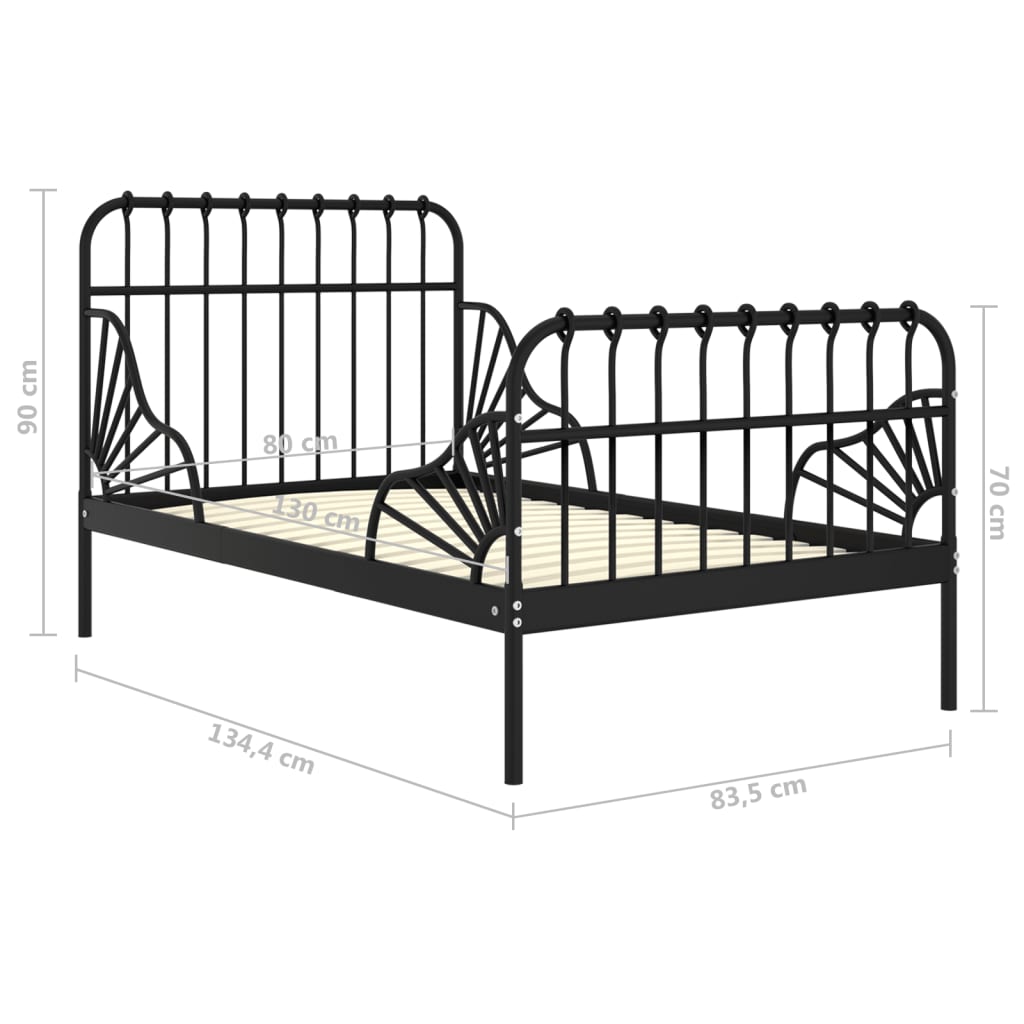 vidaXL Cadru de pat extensibil, negru, 80x130/200 cm, metal vidaXL Cadru de pat extensibil, negru, 80x130/200 cm, metal