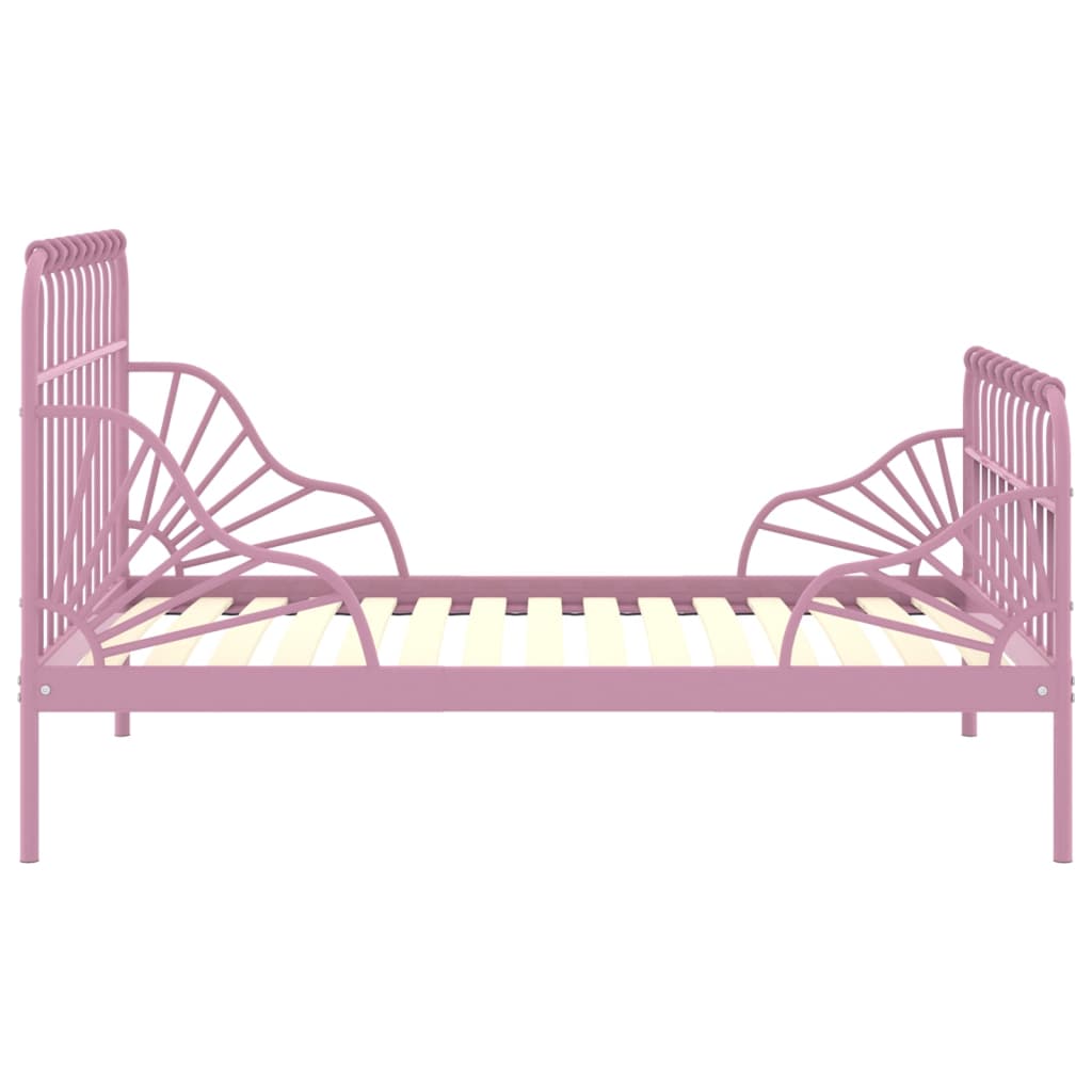 vidaXL Cadru de pat extensibil, roz, metal, 80x130/200 cm