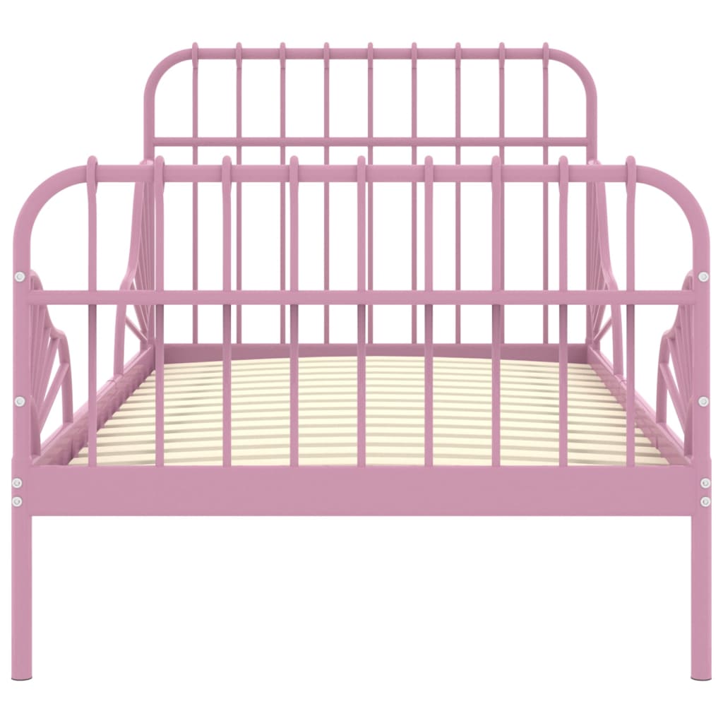 vidaXL Cadru de pat extensibil, roz, metal, 80x130/200 cm