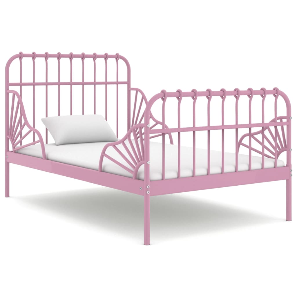vidaXL Cadru de pat extensibil, roz, metal, 80x130/200 cm