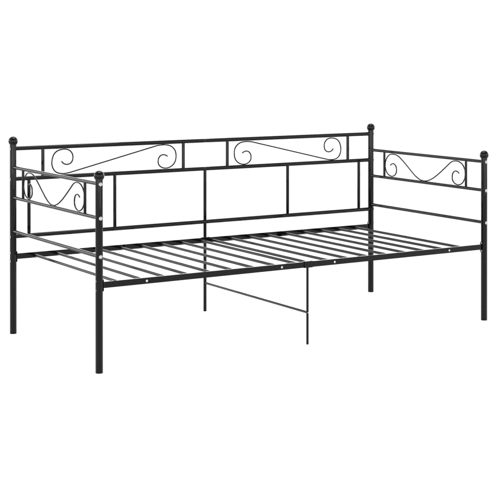vidaXL Cadru de pat canapea, negru, 90x200 cm, metal vidaXL Cadru de pat canapea, negru, 90x200 cm, metal