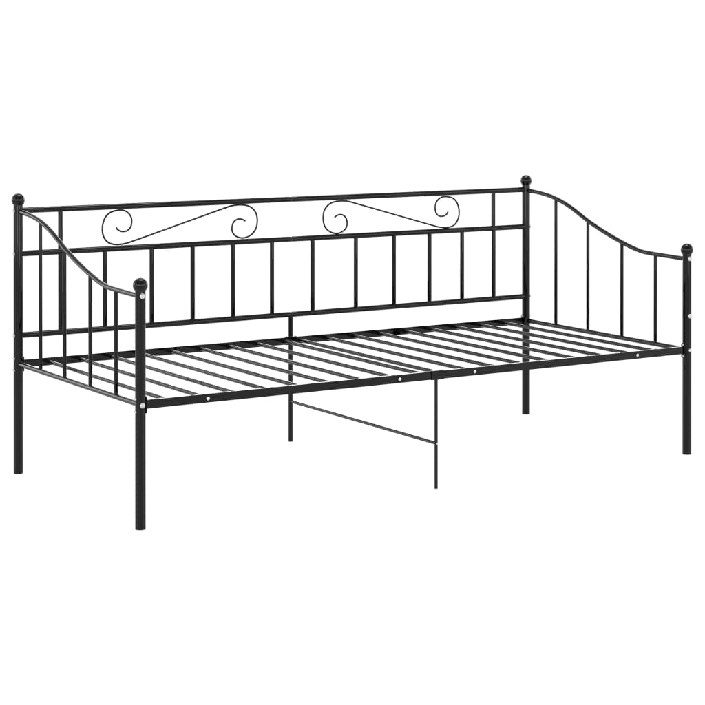 vidaXL Cadru de pat canapea, negru, 90x200 cm, metal vidaXL Cadru de pat canapea, negru, 90x200 cm, metal