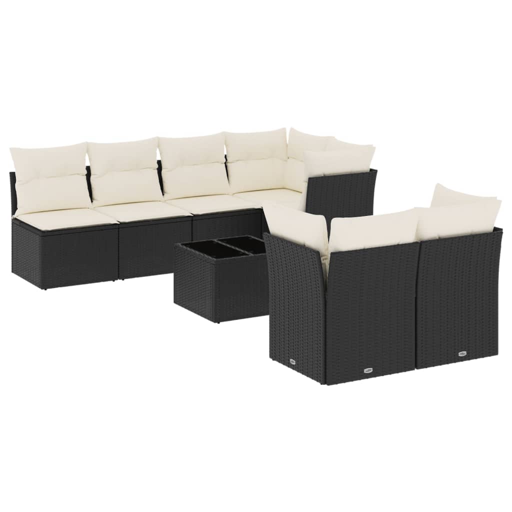 vidaXL Set mobilier de grădină cu perne, 8 piese, negru, poliratan vidaXL Set mobilier de grădină cu perne, 8 piese, negru, poliratan
