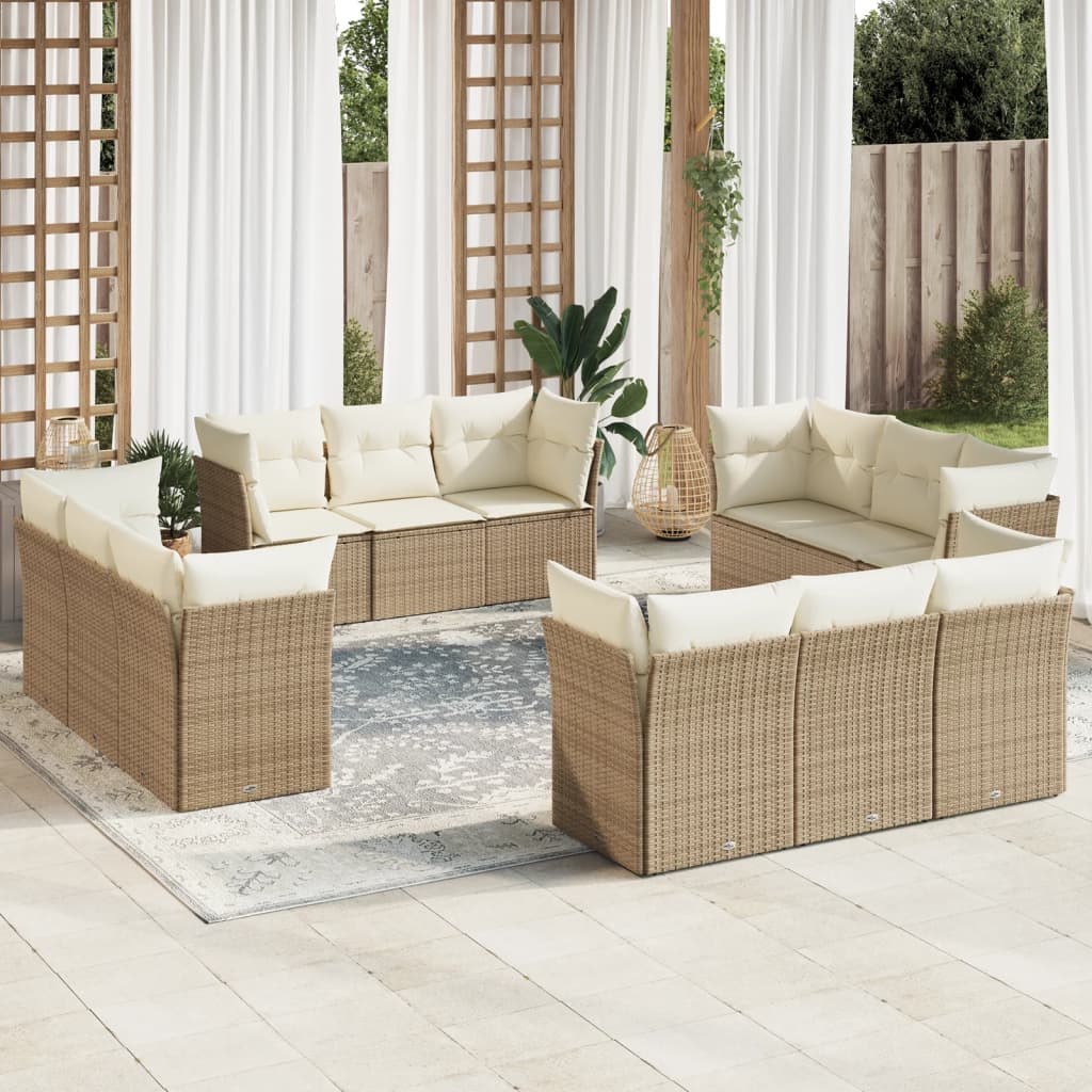 vidaXL Set canapele de grădină cu perne, 12 piese, bej, poliratan vidaXL Set canapele de grădină cu perne, 12 piese, bej, poliratan