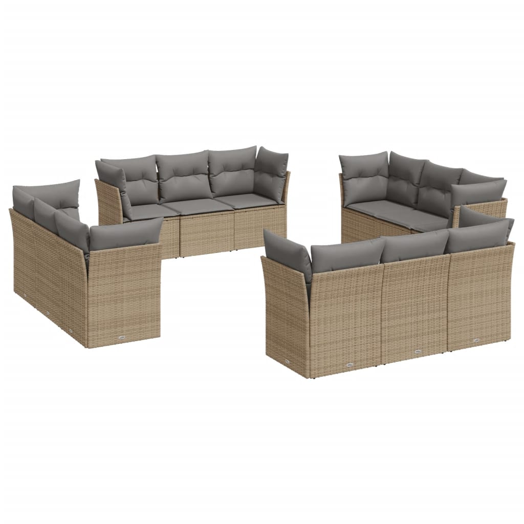 vidaXL Set canapele de grădină cu perne, 12 piese, bej, poliratan vidaXL Set canapele de grădină cu perne, 12 piese, bej, poliratan