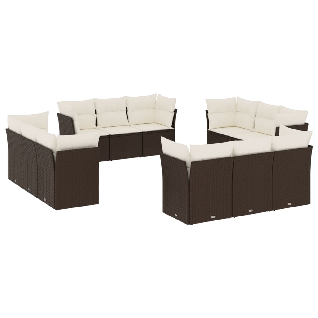 vidaXL Set canapele de grădină cu perne, 12 piese, maro, poliratan vidaXL Set canapele de grădină cu perne, 12 piese, maro, poliratan