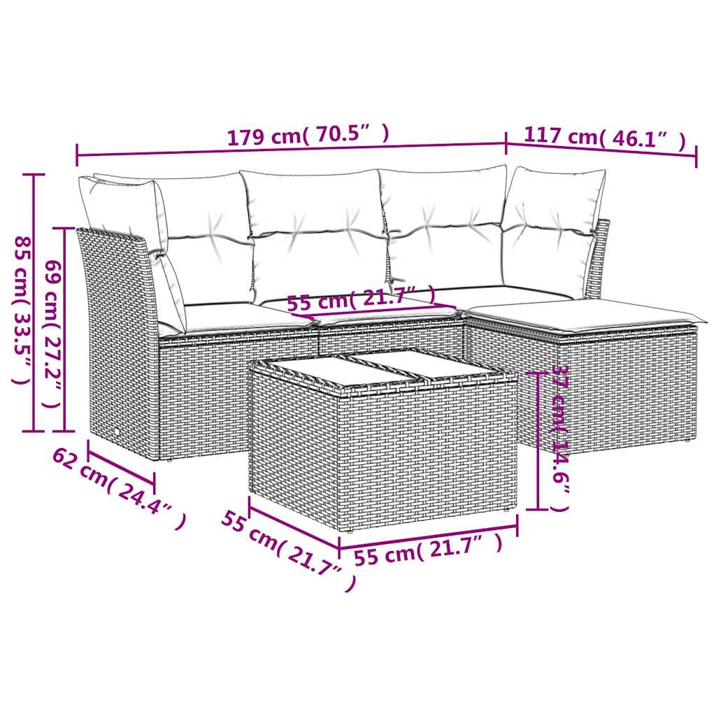 vidaXL Set canapele de grădină cu perne, 5 piese gri deschis poliratan vidaXL Set canapele de grădină cu perne, 5 piese gri deschis poliratan
