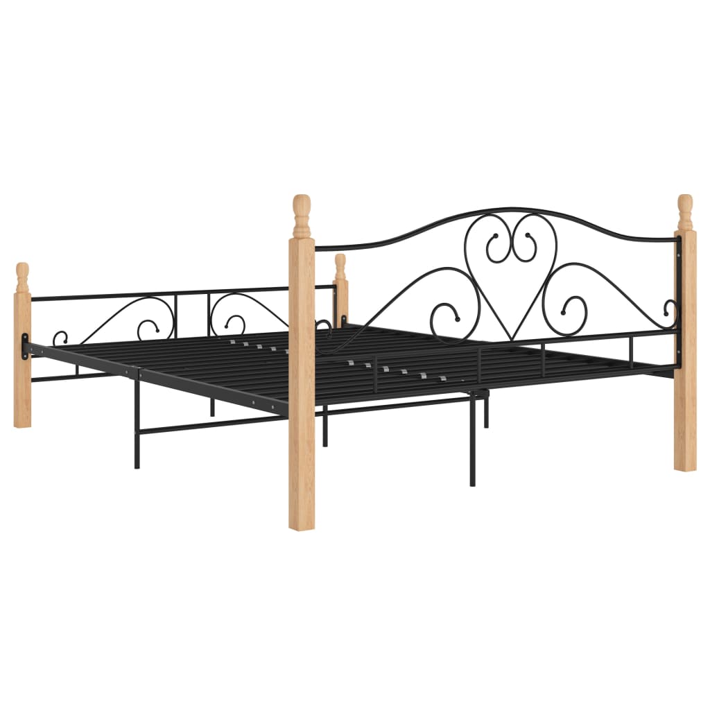 vidaXL Cadru de pat cu tăblie fără saltea, negru, 140x200 cm, metal