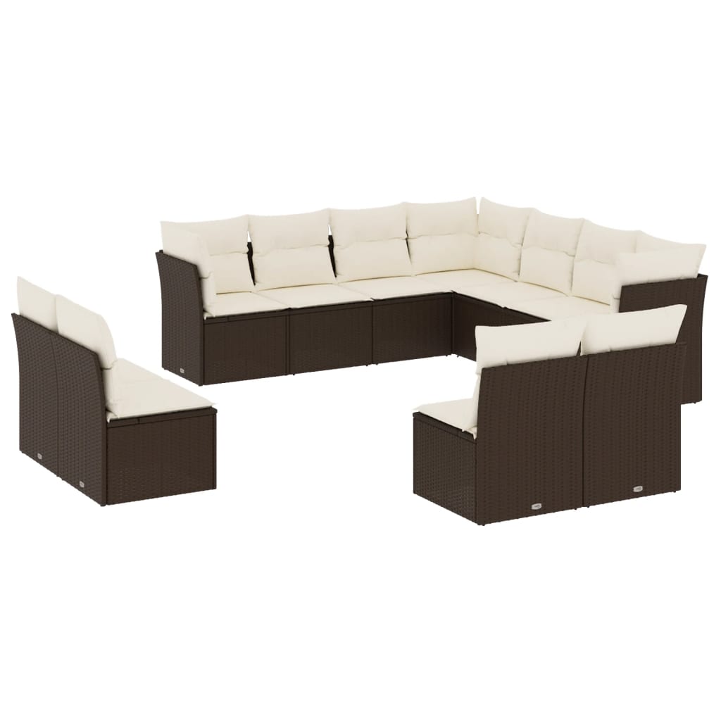 vidaXL Set canapele de grădină cu perne, 11 piese, maro, poliratan vidaXL Set canapele de grădină cu perne, 11 piese, maro, poliratan