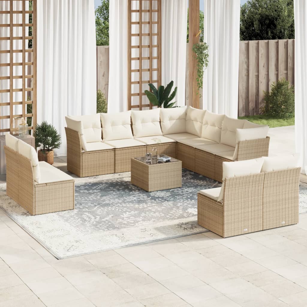 vidaXL Set canapele de grădină cu perne, 12 piese, bej, poliratan vidaXL Set canapele de grădină cu perne, 12 piese, bej, poliratan