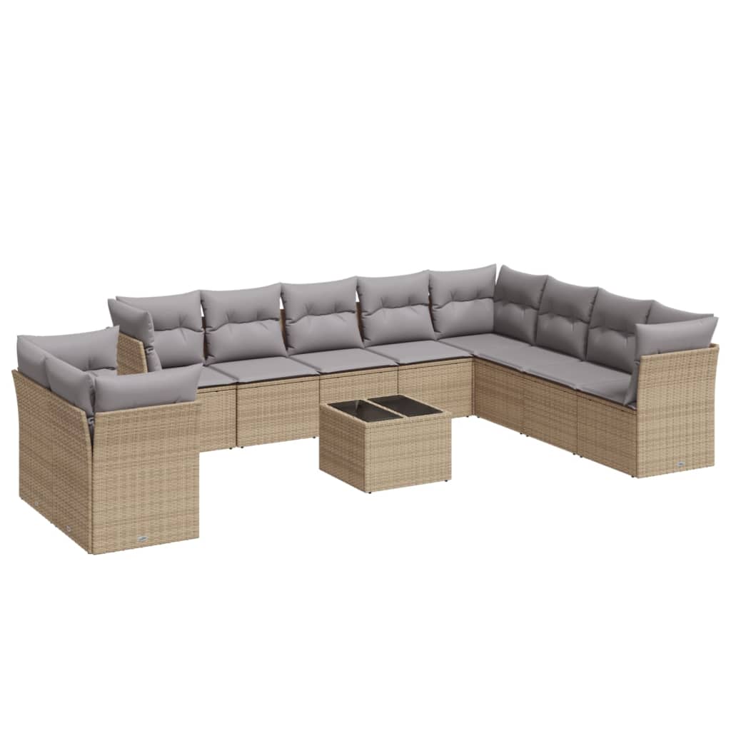 vidaXL Set canapele de grădină cu perne, 11 piese, bej, poliratan vidaXL Set canapele de grădină cu perne, 11 piese, bej, poliratan