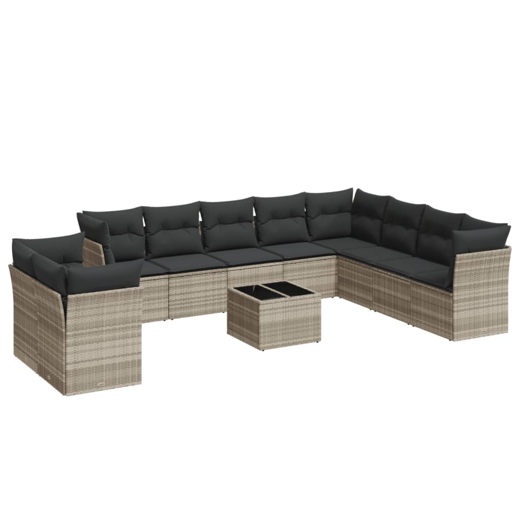 vidaXL Set canapele de grădină cu perne, 11 piese, gri, poliratan vidaXL Set canapele de grădină cu perne, 11 piese, gri, poliratan