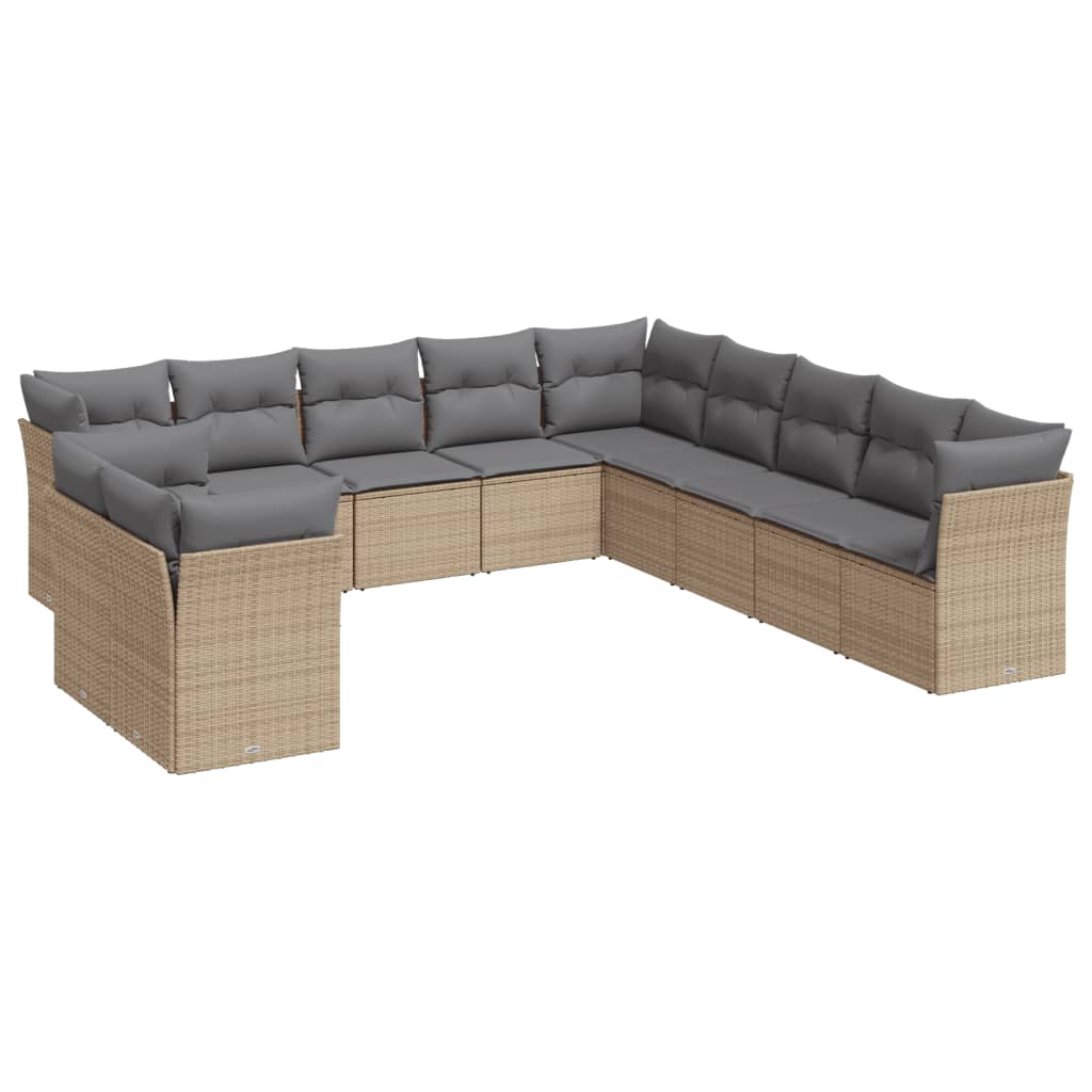 vidaXL Set canapele de grădină cu perne, 11 piese, bej, poliratan vidaXL Set canapele de grădină cu perne, 11 piese, bej, poliratan