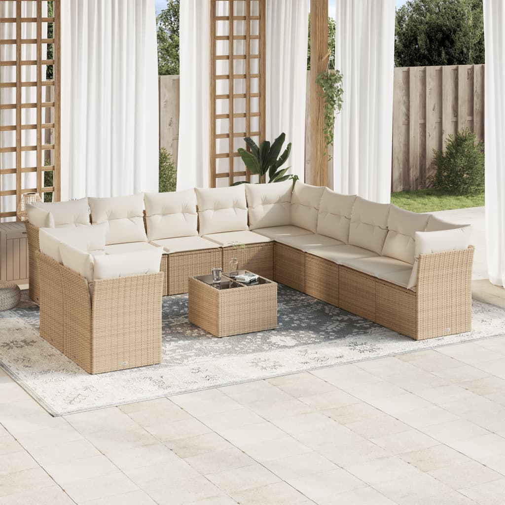 vidaXL Set canapele de grădină cu perne, 12 piese, bej, poliratan vidaXL Set canapele de grădină cu perne, 12 piese, bej, poliratan