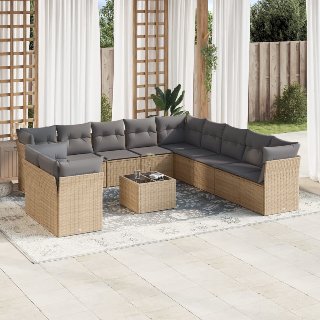 vidaXL Set canapele de grădină cu perne, 12 piese, bej, poliratan vidaXL Set canapele de grădină cu perne, 12 piese, bej, poliratan