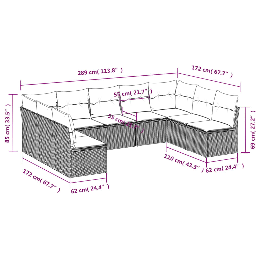 vidaXL Set mobilier de grădină cu perne, 9 piese, negru, poliratan vidaXL Set mobilier de grădină cu perne, 9 piese, negru, poliratan