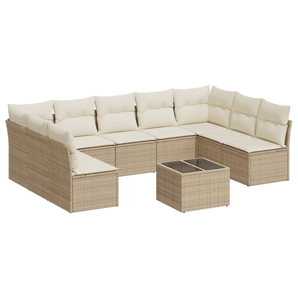 vidaXL Set canapele de grădină cu perne, 10 piese, bej, poliratan