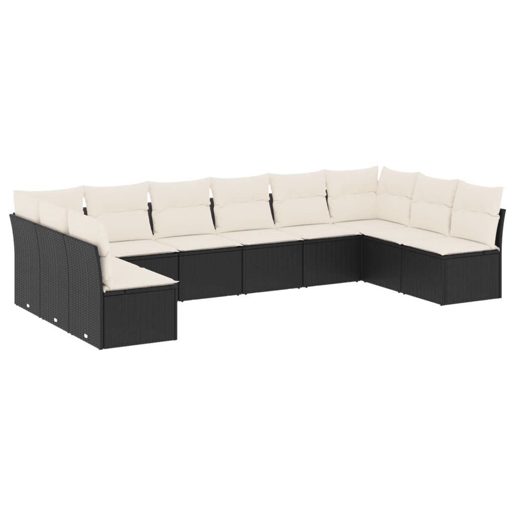 vidaXL Set canapele de grădină cu perne, 10 piese, negru, poliratan vidaXL Set canapele de grădină cu perne, 10 piese, negru, poliratan