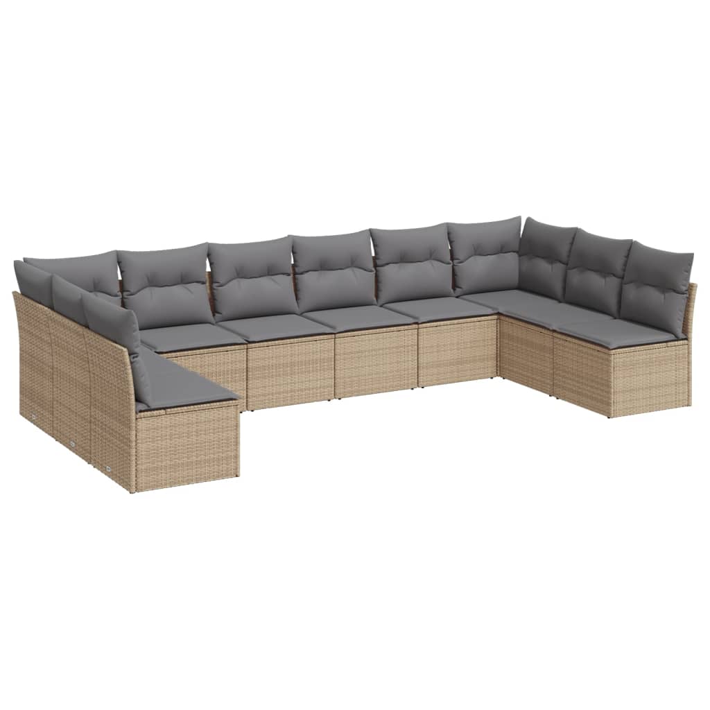 vidaXL Set canapele de grădină cu perne, 10 piese, bej, poliratan
