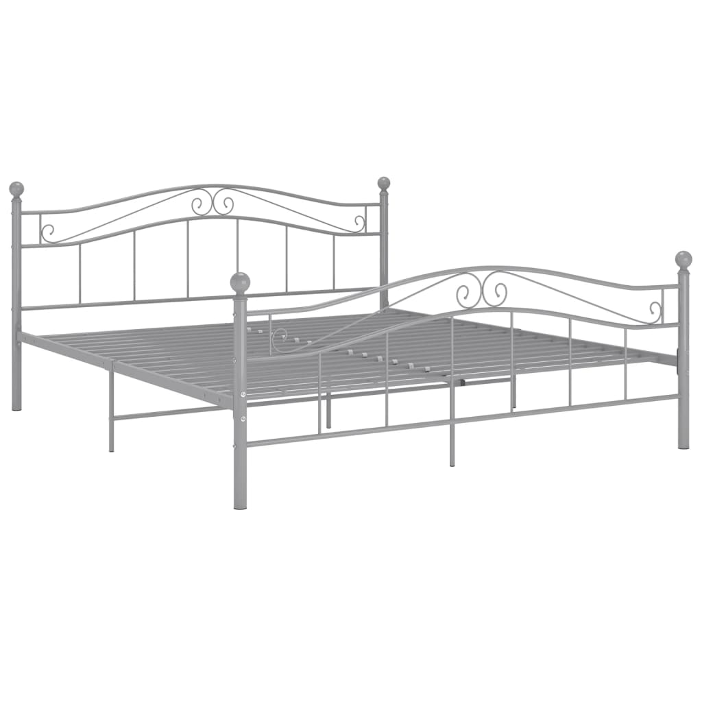 vidaXL Cadru de pat fără saltea, gri, 140 x 200 cm, metal vidaXL Cadru de pat fără saltea, gri, 140 x 200 cm, metal