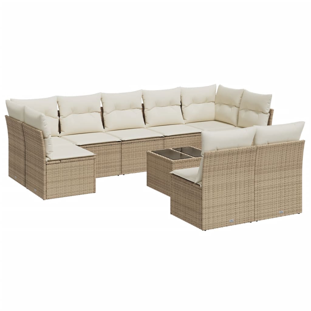 vidaXL Set canapele de grădină cu perne, 10 piese, bej, poliratan