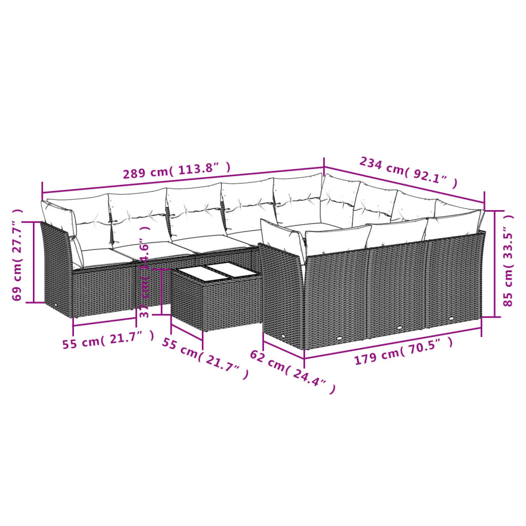 vidaXL Set canapele de grădină cu perne, 11 piese, negru, poliratan vidaXL Set canapele de grădină cu perne, 11 piese, negru, poliratan